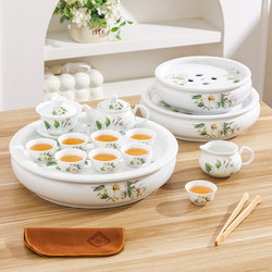 All-Ceramic Chaoshan Kung Fu Tea Set with Tea Tray, Gaiwan, Teapot, Teacups, and Sharing Cup, Creative for Office and Home Use