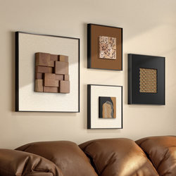 Three-Dimensional Real Walnut Wood Melard High-End Combination Living Room Decorative Painting, High-End and Elegant Sofa Background Wall Hanging Painting