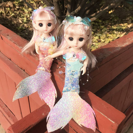 Mermaid simulation doll, children's house play doll, princess doll with movable joints, girl toy gift