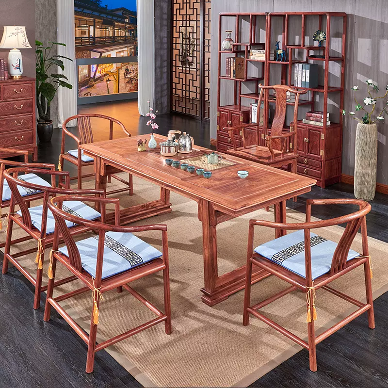 红木禅意茶桌刺猬紫檀会客厅茶台别墅花梨木新中式 红木禅意茶桌刺猬紫檀会客厅茶台别墅花梨木新中式