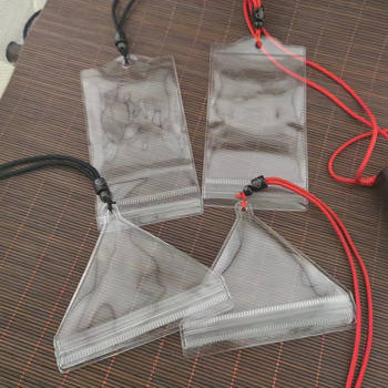 Triangular transparent waterproof and dustproof storage square lucky bag protective cover thickened safety bag with retractable lanyard