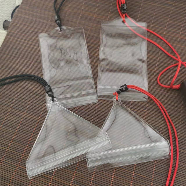 Triangular transparent waterproof and dustproof storage square lucky bag protective cover thickened safety bag with retractable lanyard