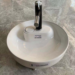 Creative Rear Drain Round Countertop Basin Side Hidden Countertop Control Wash Basin Nordic Washbasin Basin