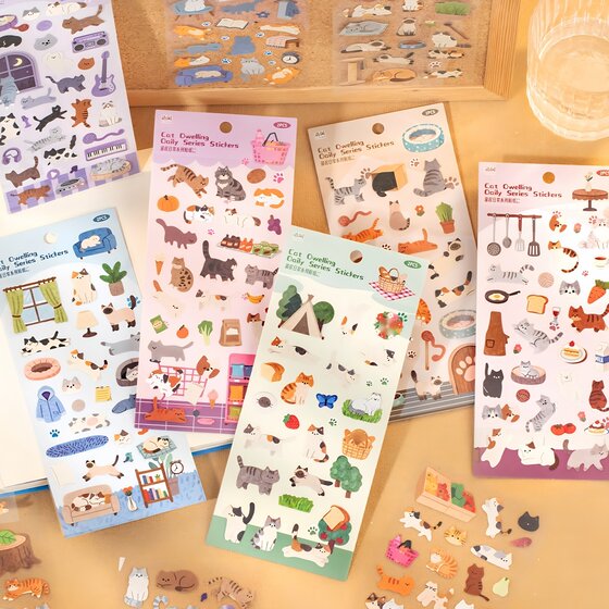 
Yuxian Maoju Daily Cat Handbook Stickers Cute Cartoon Animal Cats Meow Star Handbook Decorative Stickers