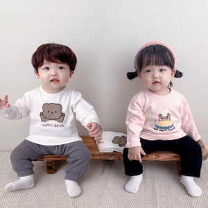 
Boys and girls pure cotton boneless T-shirts in spring and autumn babies long-sleeved tops children's autumn bottoming shirt children's clothes
