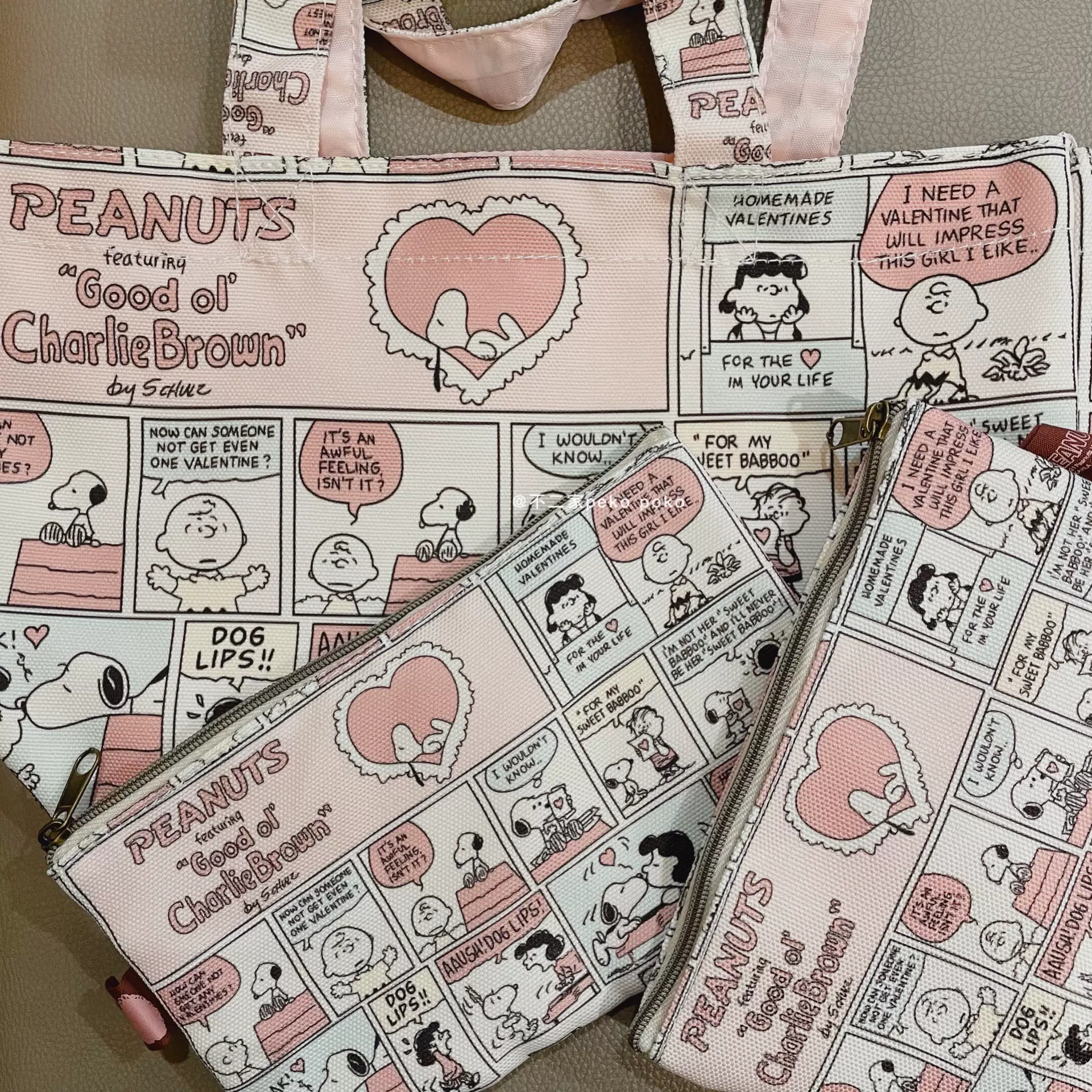 现货日本snoopy史努比漫画图案手拎卡通大容量包 笔袋