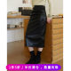 Xu Moxi high waist oblique waist pleated PU leather skirt skirt women's autumn and winter versatile straight skirt commuting
