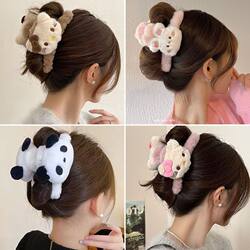 Large Plush Claw Clip Cute Kitty Cat Hairpin for the Back of the Head, Sweet Girly Hair Accessory for Women