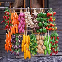 Simulated Vegetable Skewers, Fake Corn, Red Pepper, Garlic Skewers, Peanut, Potato Pendants, Farmhouse Restaurant Wall Decoration
