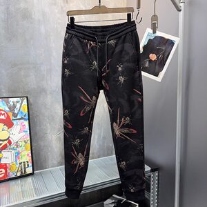 
Clearance stock~European autumn and winter new style light luxury European goods personalized printing fashionable men's casual pants with slim feet