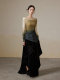 ONMOON Autumn and winter irregular velvet a-line skirt 2024 new versatile draped warm long skirt for women