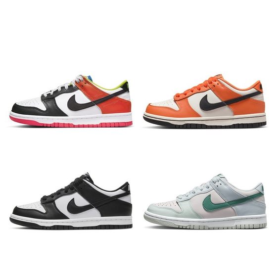 Nike Dunk Low GS Black and White Orange Low Classic Low Skidine Shoes CW1590-100