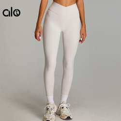 Aloide Nude-Feel Yoga Pants for Women, Cross High-Waisted, Tummy Control, Butt-Lifting Peach Pants, Outdoor Running, Fitness, Sports Long Pants