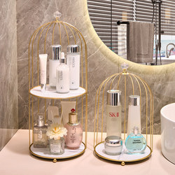 Bathroom Cosmetics Storage Rack, Toilet Washstand, Iron Birdcage, Skin Care Product Desktop Storage Box