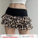 Rockmore brown leopard stitching cake skirt fashionable sexy low waist mini super short skirt