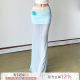 ROCKMORE three-dimensional flower vacation blue mesh skirt lace spliced ​​hip-packing skirt