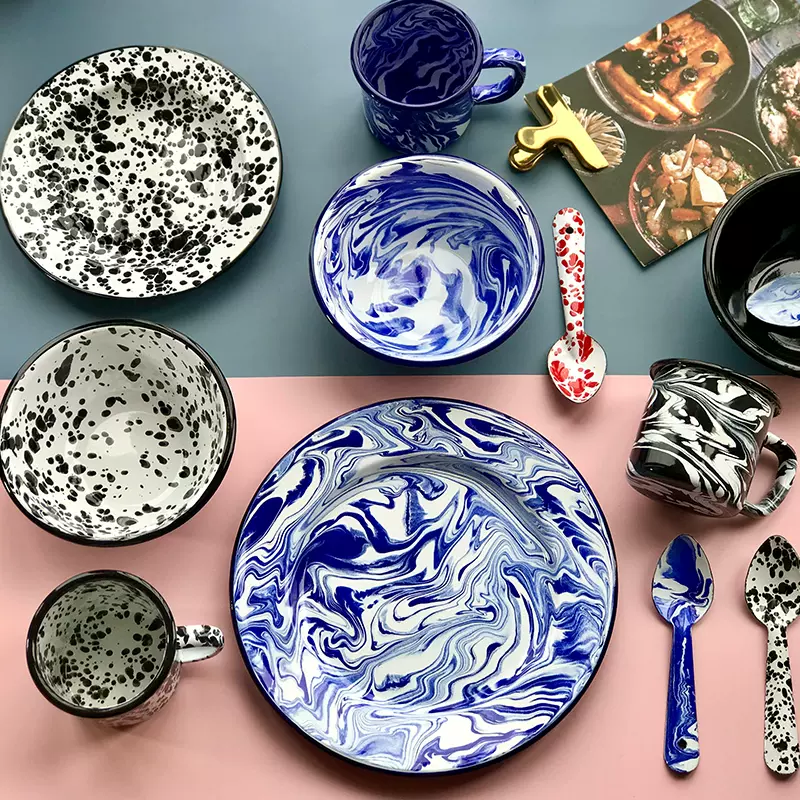 Marbled Enamel Plates