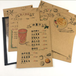 Retro Kraft Paper Hand-Painted Menu Book, Creative Handwritten Loose-Leaf Drink List, DIY Cafe, Bar with Illustrations