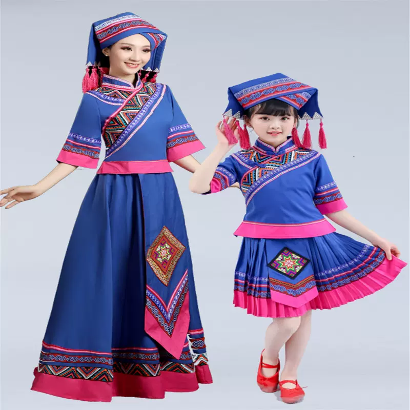 新款六一儿童少数民族服装女广西壮族三月三歌圩节