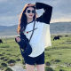 Champion Rainbow Ragnarok round neck thin long-sleeved T-shirt for women's spring pure cotton sweatshirt loose pullover splicing top trendy