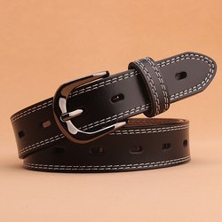 Women's Leather Belt with Pin Buckle, Simple and Versatile, Korean Style, Fine Decoration, Korean Version, Casual Genuine Leather Belt, Trendy Jeans Belt