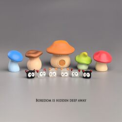 I'M Bored, so I'Ve Set up a Bunch of Mushroom Cabins to Decorate the Computer Desk, Japanese-Style Workstation, and Office Desk with Small Ornaments