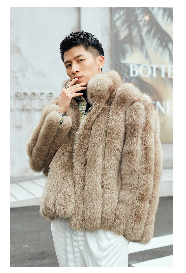 メンズ本物のフォックスファーコート - 冬2021スタイル