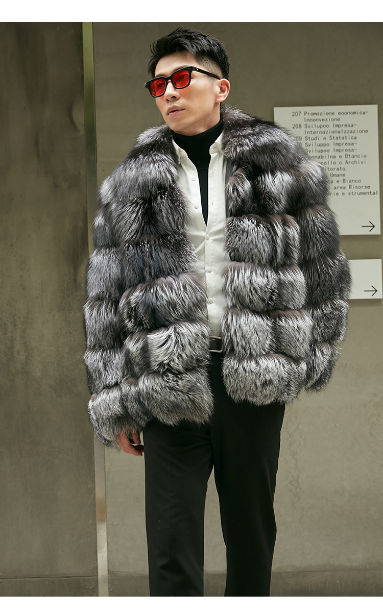 【シルバーFOX】スカンジナビア製シルバーFOXスキンオンスキンFURコート Silver Fox Fur Coat Hooded Rihanna | SKANDINAVIK FUR