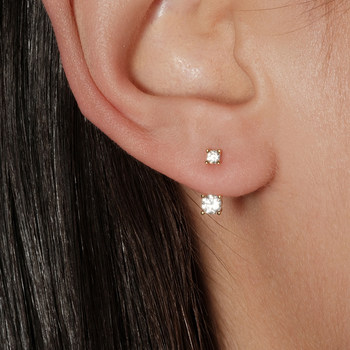 
s925 sterling silver French exquisite hollow double diamond micro-inlay diamond gradient small diamond earrings