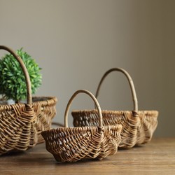 Vintage Wicker Basket Flower Pot Waterproof Hydroponic Soil Cultivation Handmade Natural Rural Zakka