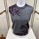 Autumn and winter clothing for middle-aged and elderly mothers 100 pure woolen sweaters with printed foreign style new top pullover round neck knitted sweaters