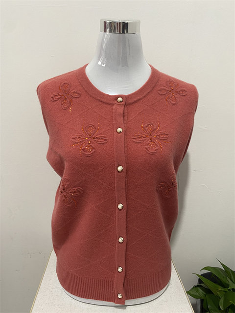 100 pure wool cardigan middle-aged and elderly female mothers wear autumn and winter sweater jacket loose knitted top thickened