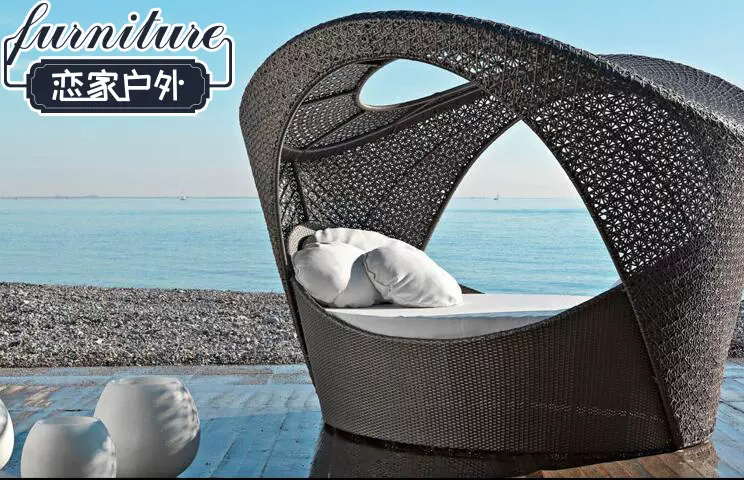 定制大型编藤躺床度假村酒店个性异形编藤躺床编藤