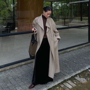 
PURITYYH Korean minimalist versatile mid-length top cardigan woolen windbreaker loose coat fashion jacket