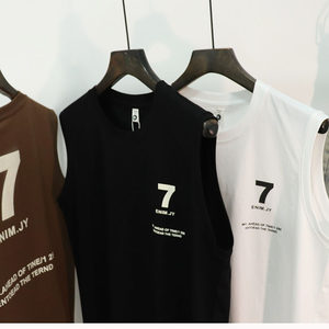 Tide brand new product thick and breathable male summer pretending to sweat vest fashion round neck hstself with snuffless sleeveless T -shirt
