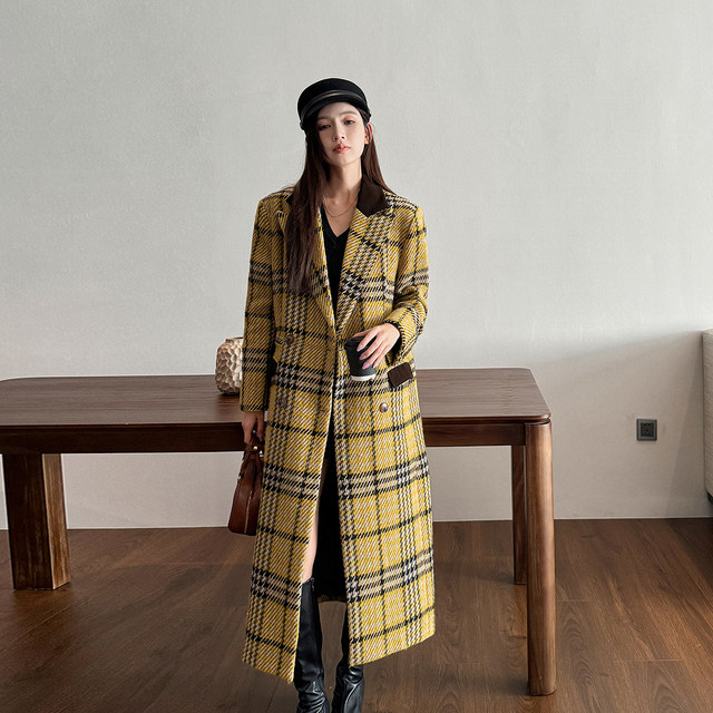 Light cloth winter dress retro mid-length loose wool jacket for women Korean style high-end wool coat