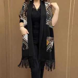 
[Yi Ya Selection] 8121-784 Autumn new style Quzhu ice linen splicing tall and slim shawl windbreaker jacket