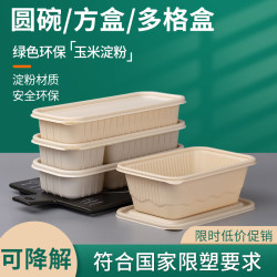 Biodegradable Lunch Box, Disposable Lunch Box, Rectangular Take-Out Packaging Box with Lid, Round Bowl, Soup Bowl, Fresh-Keeping Box, Lunch Box