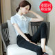 Bow striped shirt for women in summer 2024 new professional suit small fresh short-sleeved top Korean style base shirt