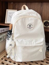 French Cavienkion School Bag for Girls, Junior High School Students, Niche Design Backpack, Solid Color, High Aesthetic Value, High School Backpack