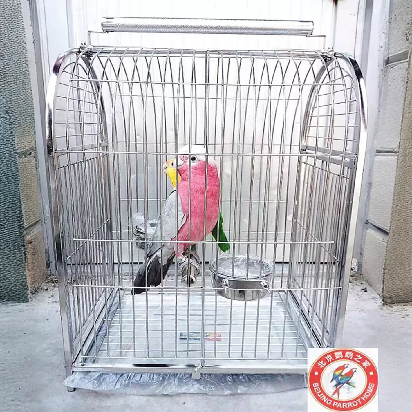HOKAPET不鏽鋼雙層鸚鵡籠可疊加繁殖籠附磨腳棒中大型寵物鳥專用