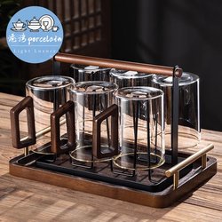 Harbor Glass Cup Set for Home Use in the Living Room, High Temperature Resistant, Suitable for Brewing Green Tea, Large Capacity, Guest Drinking Cups, Chinese Style