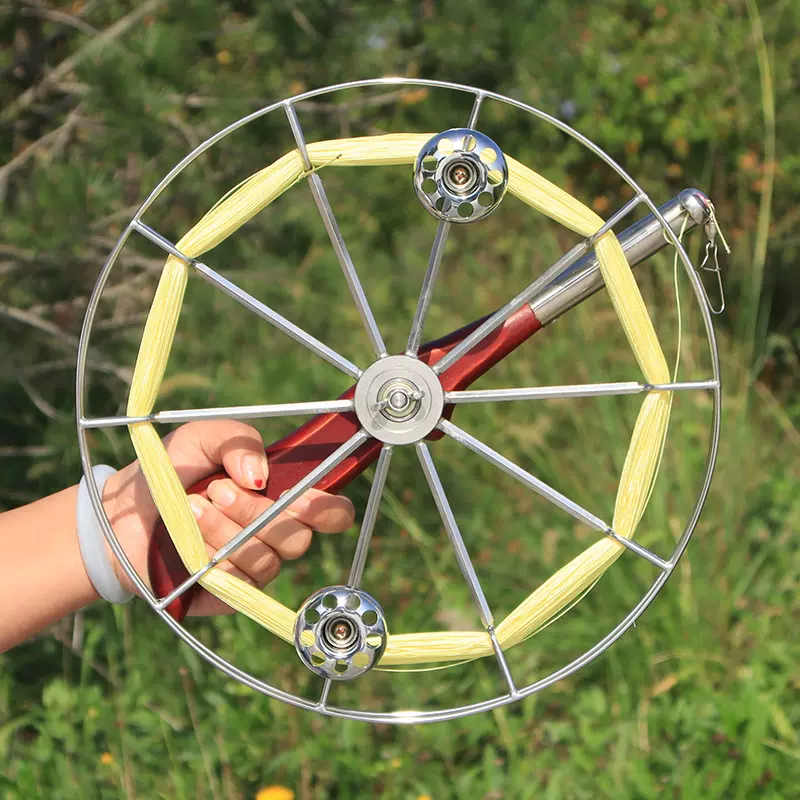 免運-新品風箏線盤輪高端背帶輪收線器手握繞線輪非電動手搖帶剎車鋁鎂