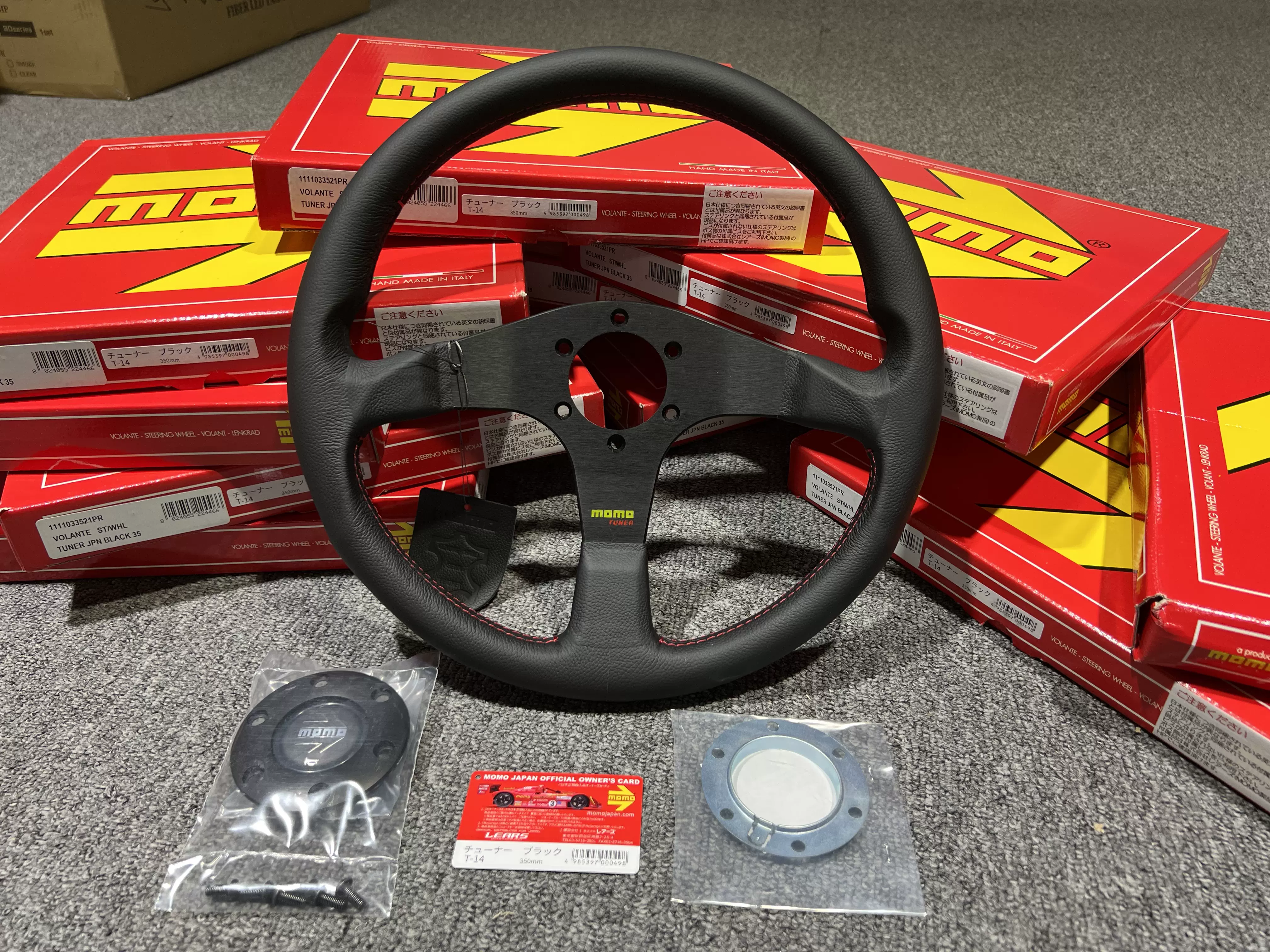 MOMO樣專用 MOMO賽車方向盤14寸競技改裝真皮與超纖皮方向盤總成