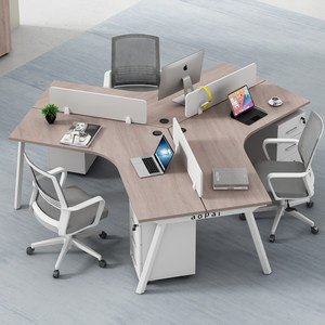 
Office staff desk 3/4/5 people seats simple modern computer booth special-shaped employee chair combination 6 people seats