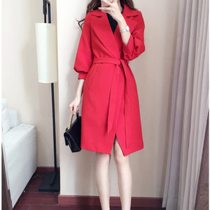 Short mid-length trendy coat 2025 Spring and Autumn New Korean style slim and waist-hugging ladies' coat windbreaker