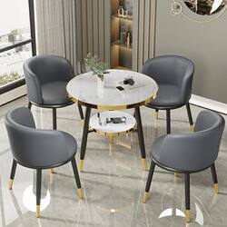 Light Luxury Reception and Negotiation Table and Chair Set for Small Apartments, Dining Table for Casual Milk Tea Shops and Cafes, Negotiation Balcony Small Round Table
