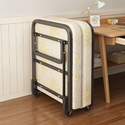 Folding Bed for Home Use, Single Person Nap Bed, Hotel Extra Bed for Adults, Temporary Simple Bed for Nursing Care, Guesthouse Temporary Bed, Postpartum Care Bed