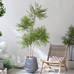 Artificial Green Plant, Nandina Bamboo Potted Plant, Nordic Home Living Room Floor-Standing Plant, Indoor Artificial Decorative Fake Green Tree