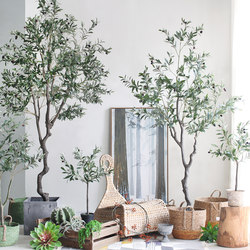 ins Nordic-Style Artificial Green Plant Potted Olive Tree, Large Floor-Standing Plant for Home Indoor Artificial Decoration, Fake Green Plant